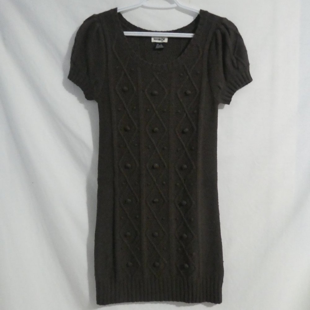 KENSIE GIRL | large | Brown Short Sleeve Sweater Dress